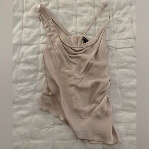 Beautiful Satin Asymmetric Draped Top